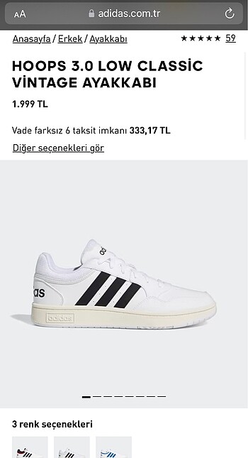 43 Beden beyaz Renk Adidas Sneaker