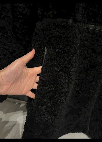 H&M Siyah Midi Kadın Kürk Mont - Görsel 2