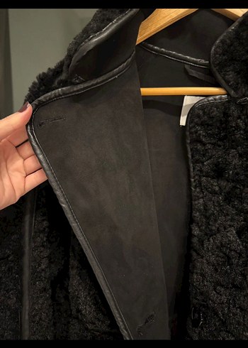 H&M Siyah Midi Kadın Kürk Mont - Görsel 7