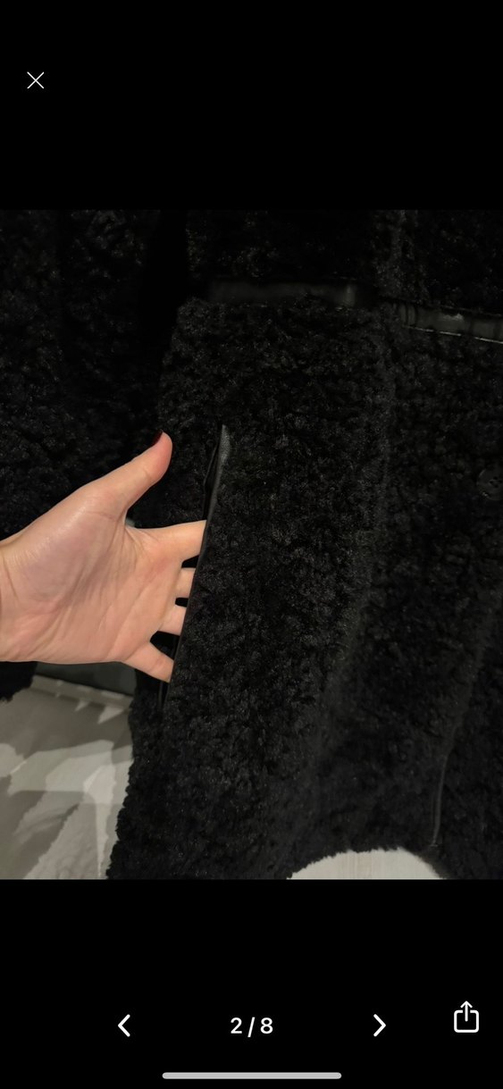 H&M Siyah Midi Kadın Kürk Mont - Görsel 2