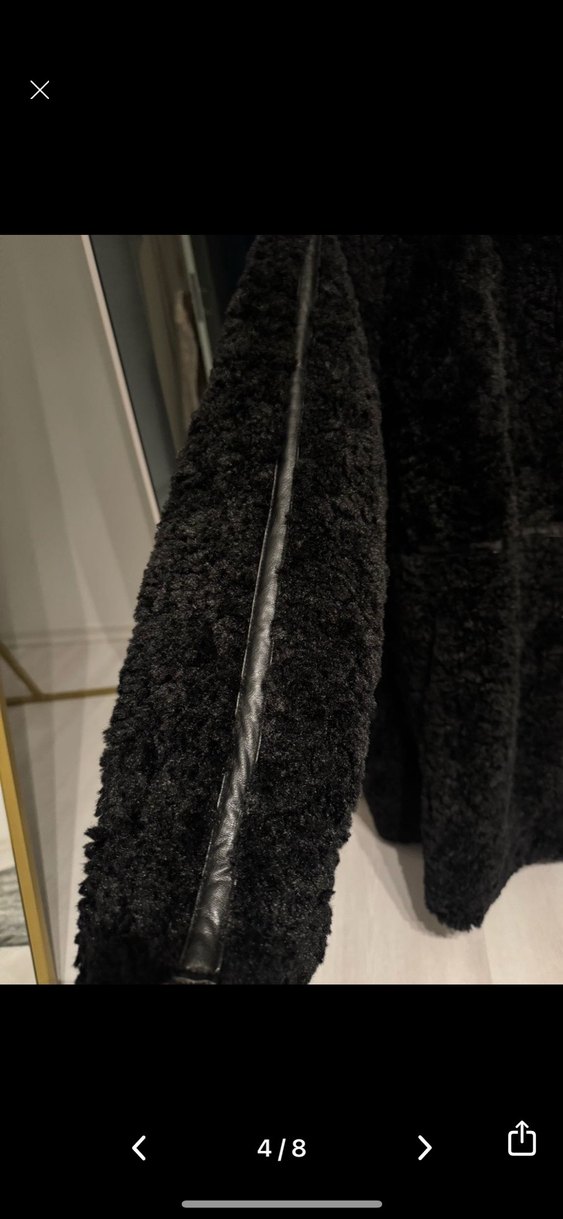 H&M Siyah Midi Kadın Kürk Mont - Görsel 5