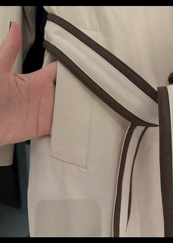 Bej Kuşaklı Midi Kadın Trençkot - Görsel 5