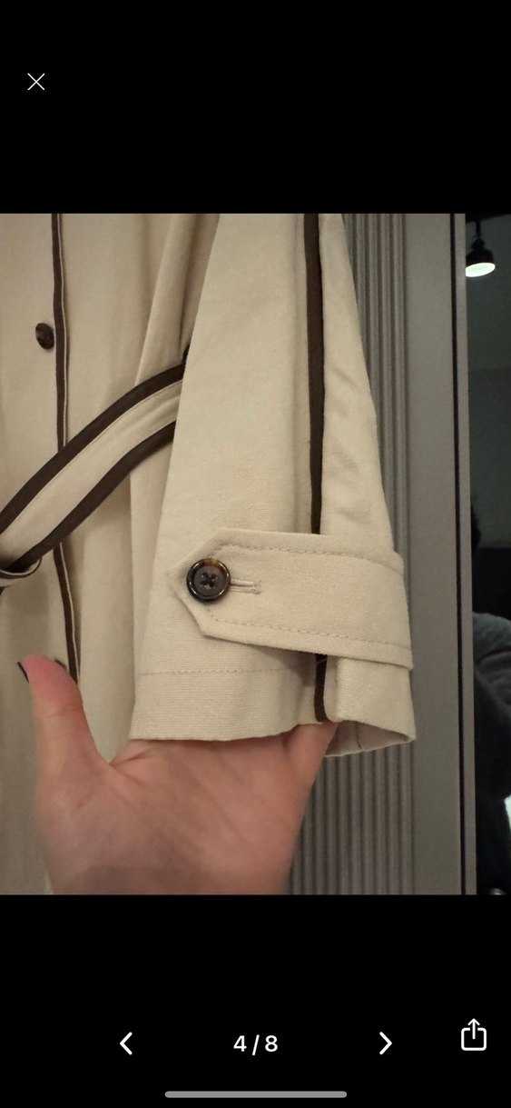 Bej Kuşaklı Midi Kadın Trençkot - Görsel 4