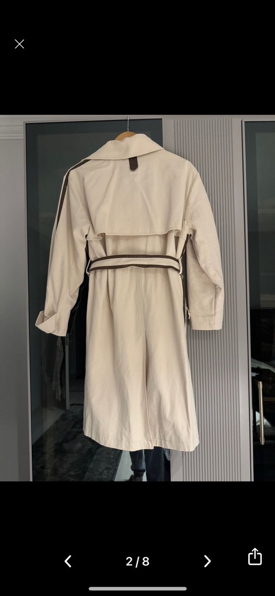 Bej Kuşaklı Midi Kadın Trençkot - Görsel 2