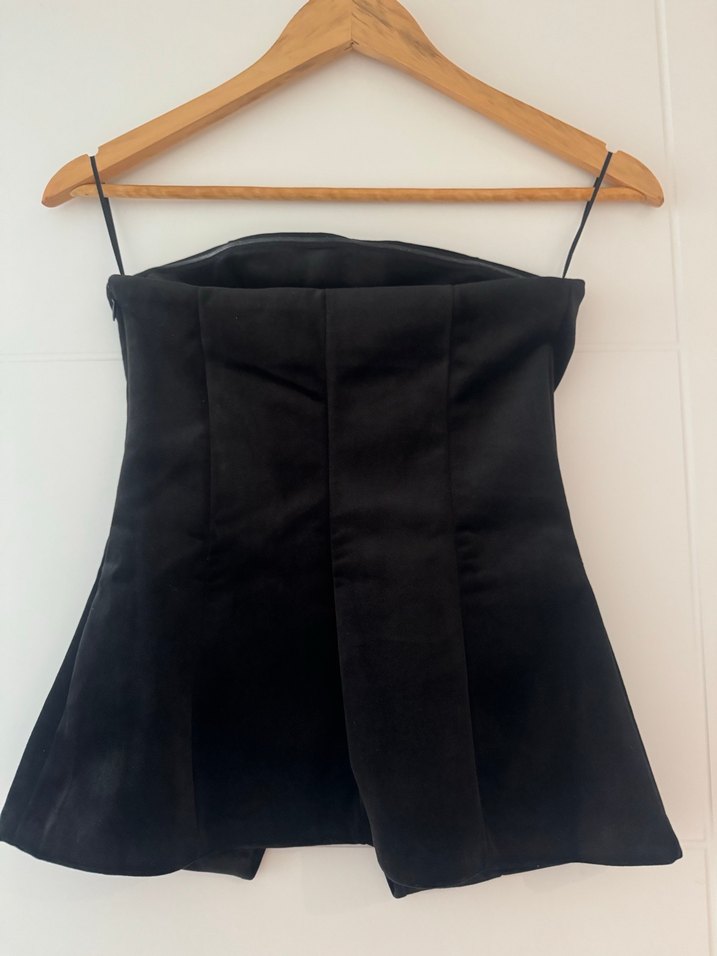 Zara Kadife Straplez Top - Görsel 5