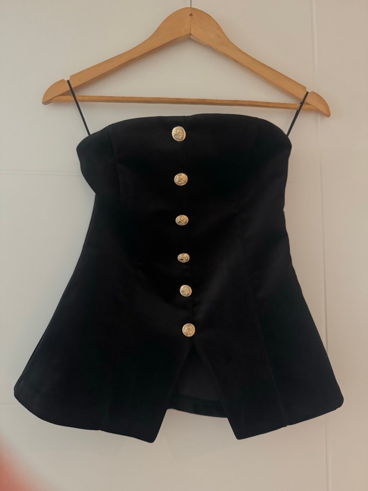 Zara Kadife Straplez Top - Görsel 2