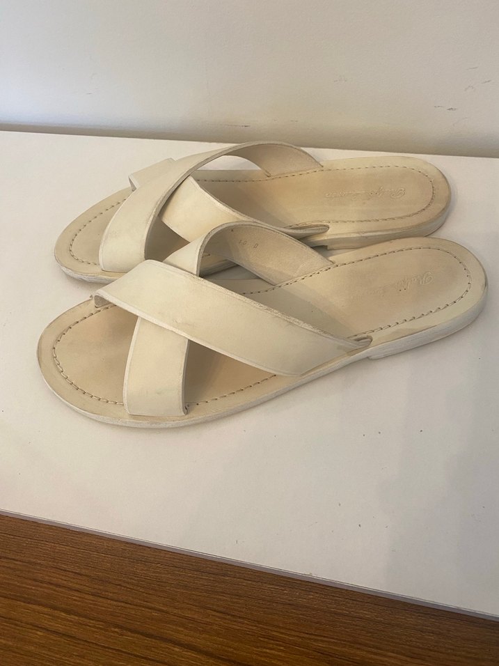 Beyaz Dolgu Topuklu Minimalist erkek Terlik - Görsel 5