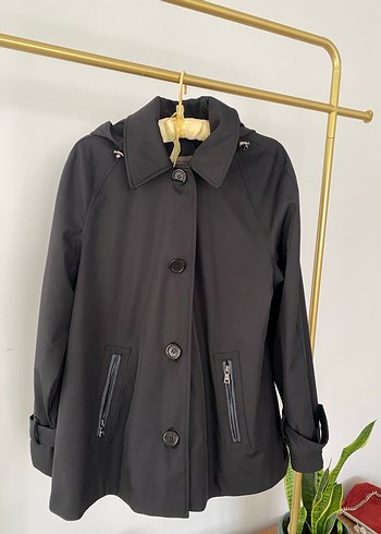 Orijınal sıfır Siyah Midi Boy Salaş Kapüşonlu Yağmurluk - Görsel 3