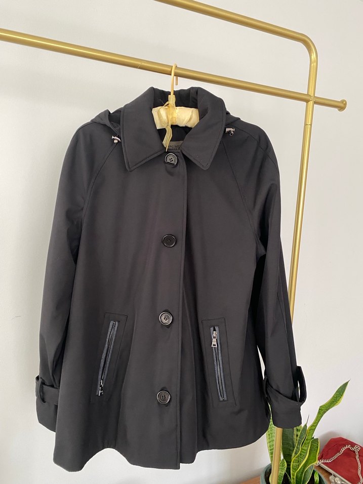 Orijınal sıfır Siyah Midi Boy Salaş Kapüşonlu Yağmurluk - Görsel 3