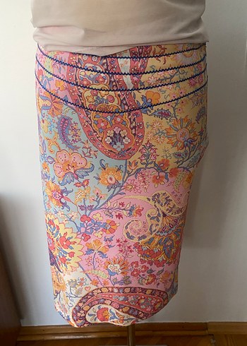 Orijinal Bohem Çok Renkli Mini Bağlamalı Etek kombin fiyatı - Görsel 4