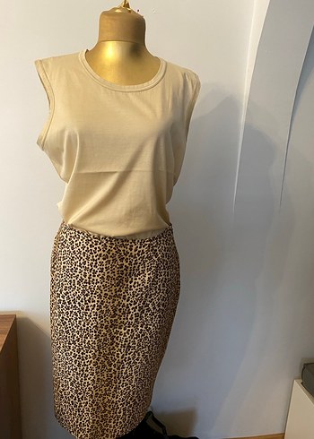 Orijinal Leopar Desenli Midi Etek.  Kombin fiyatı - Görsel 5