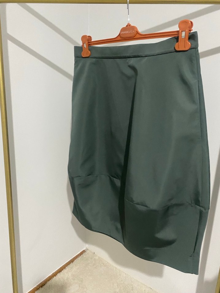 Parlak Yeşil Midi Eteği - Görsel 2