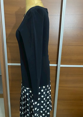 Puantiyeli Piliseli Mini  elbise - Görsel 5