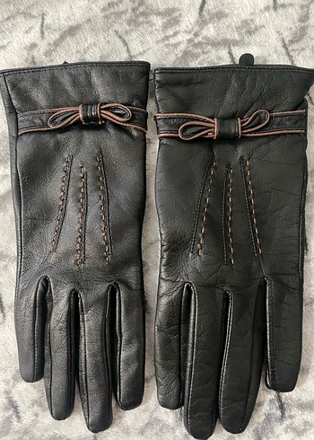 Kahverengi Deri Goth Kadın Eldiveni - Görsel 2