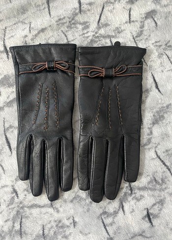 Kahverengi Deri Goth Kadın Eldiveni - Görsel 3