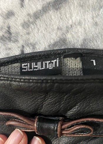 Kahverengi Deri Goth Kadın Eldiveni - Görsel 6