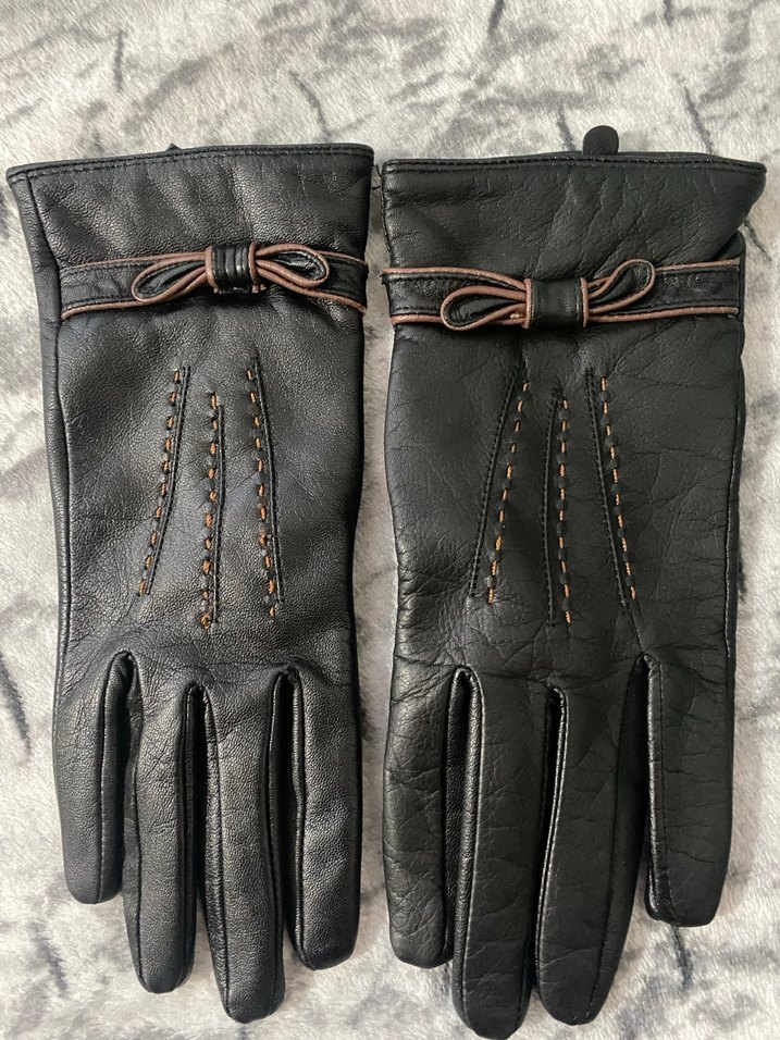 Kahverengi Deri Goth Kadın Eldiveni - Görsel 2