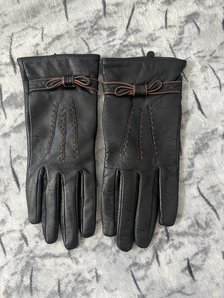 Kahverengi Deri Goth Kadın Eldiveni - Görsel 3