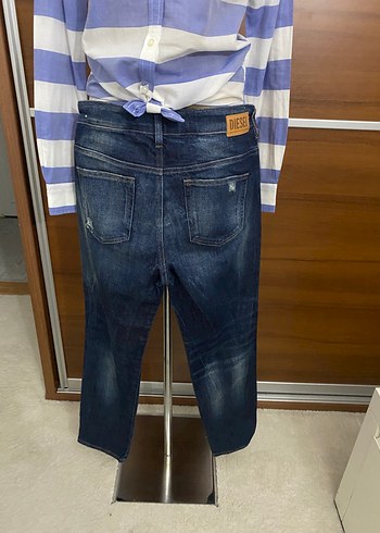 Orijinal Lacivert Çizgili Rahat Kesim Kot Pantolon - Görsel 6