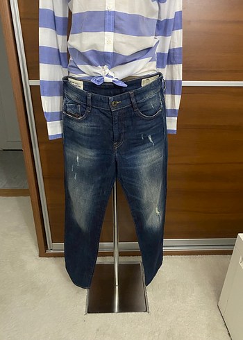 Orijinal Lacivert Çizgili Rahat Kesim Kot Pantolon - Görsel 2