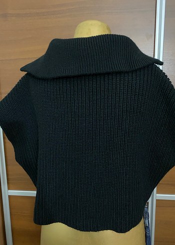 Siyah Yarım Fermuarlı Kolsuz Örgü Kazak - Görsel 4