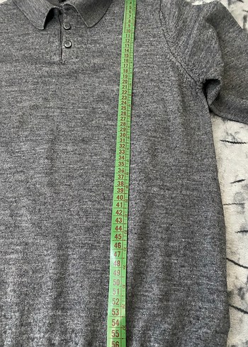 Gri Erkek Polo Yaka Örgü Yün Kazak - Görsel 9