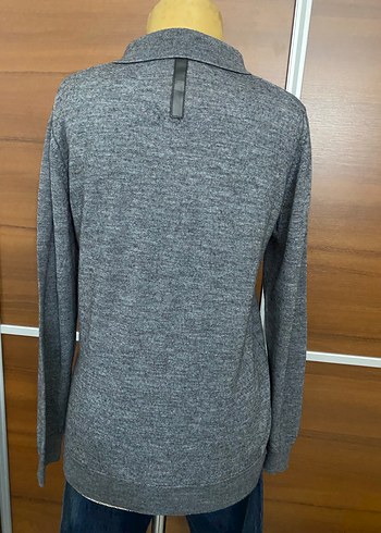 Gri Erkek Polo Yaka Örgü Yün Kazak - Görsel 3