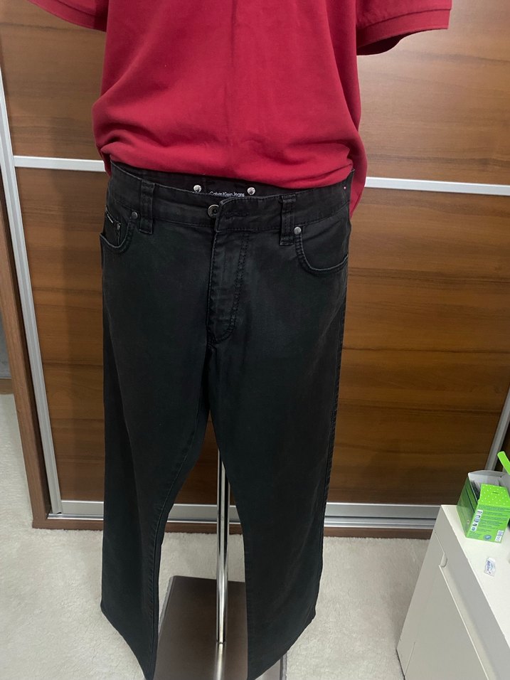 Orijinal  Düğmeli Siyah Denim Erkek Pantolon - Görsel 2