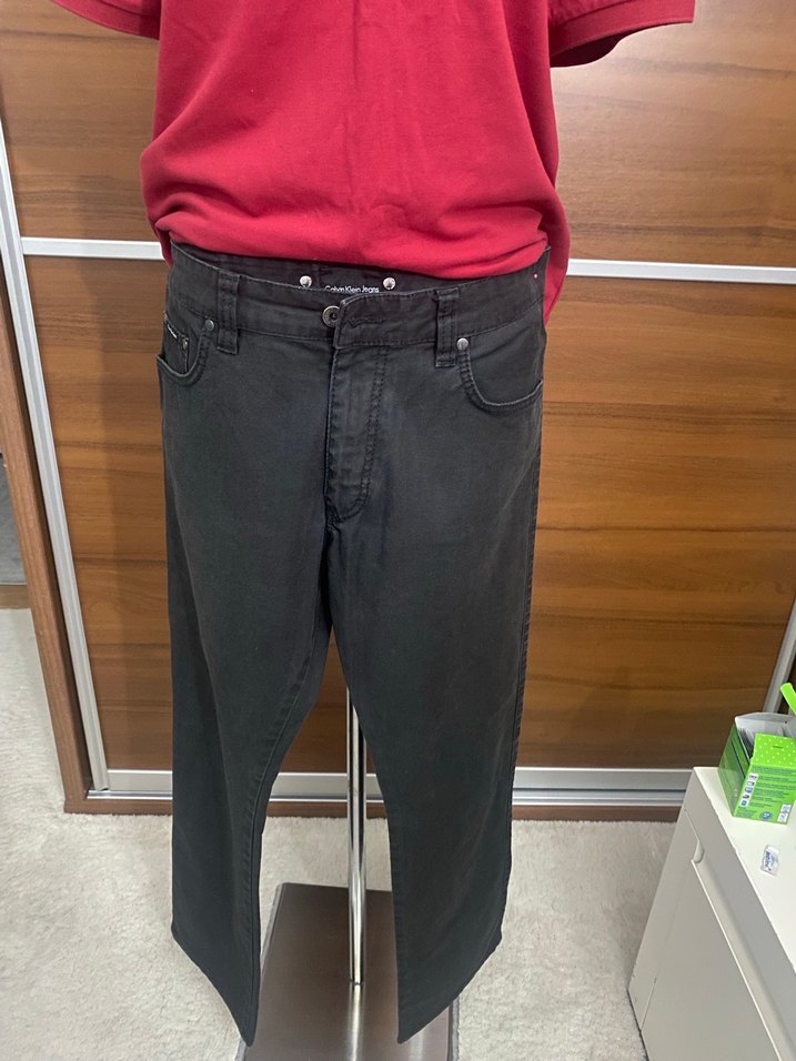 Orijinal  Düğmeli Siyah Denim Erkek Pantolon - Görsel 4