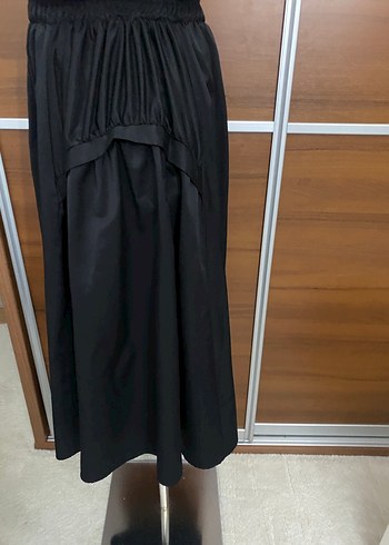 Drapeli Siyah Kadın Uzun Etek - Görsel 4