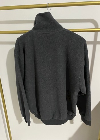 Orijinal sıfır Gri Fermuarlı Yüksek Yakalı Erkek Polar - Görsel 2