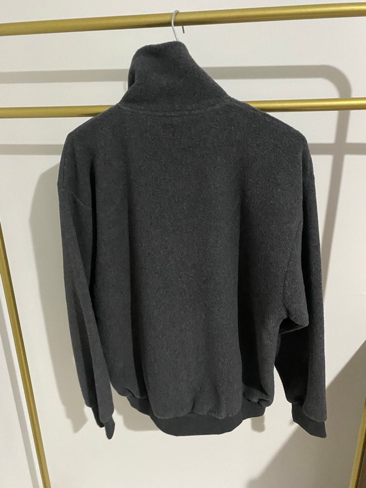 Orijinal sıfır Gri Fermuarlı Yüksek Yakalı Erkek Polar - Görsel 2