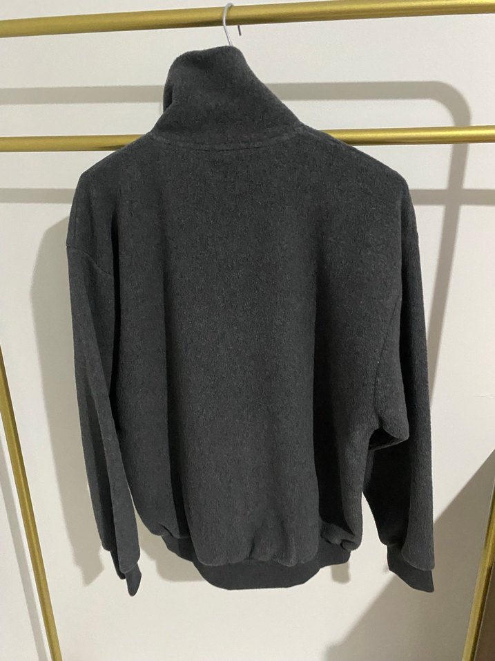 Orijinal sıfır Gri Fermuarlı Yüksek Yakalı Erkek Polar - Görsel 3