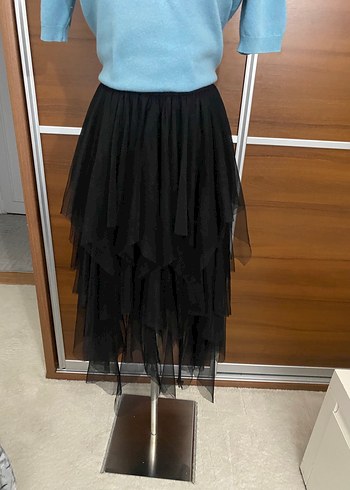 Volanlı Siyah Uzun Gotik Etek - Görsel 4