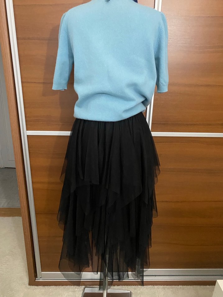 Volanlı Siyah Uzun Gotik Etek - Görsel 2