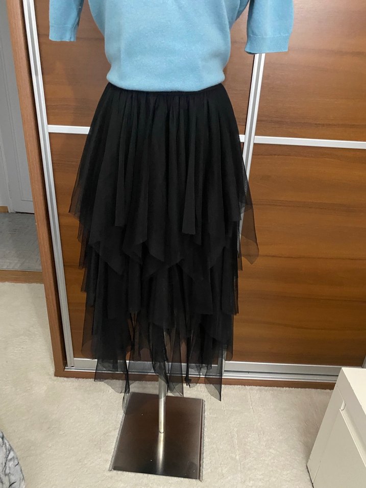 Volanlı Siyah Uzun Gotik Etek - Görsel 4