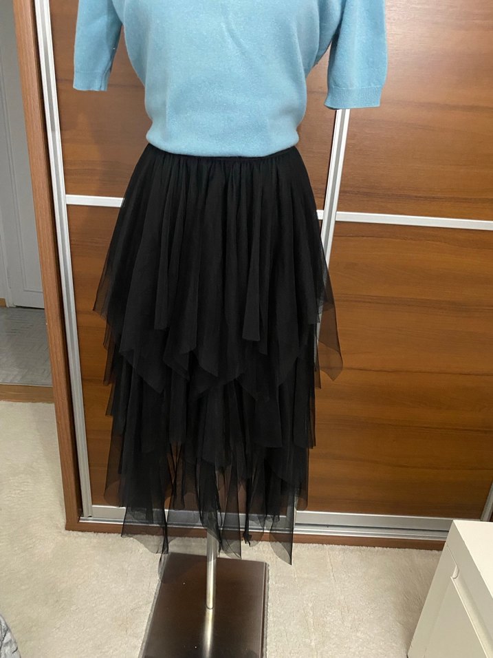 Volanlı Siyah Uzun Gotik Etek - Görsel 5