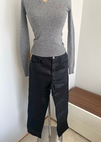 Ralph Lauren Gri V Yaka İnce Triko Siyah Dar Paca Jean