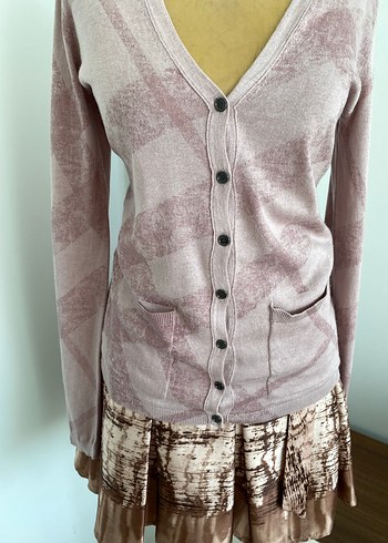 Burberry Pudra Pembe V Yaka İnce Triko Hirka Orijinal