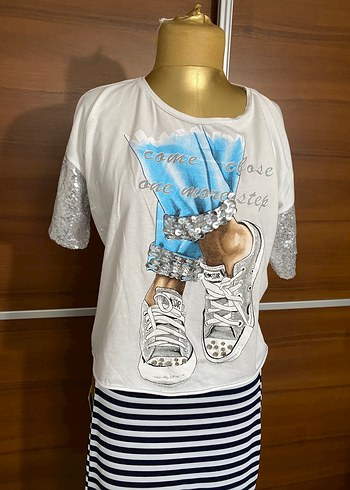 Uzun Pamuklu Siyah Beyaz Çizgili Etek kombin fiyatı - Görsel 2