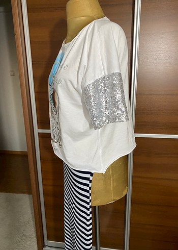 Uzun Pamuklu Siyah Beyaz Çizgili Etek kombin fiyatı - Görsel 6