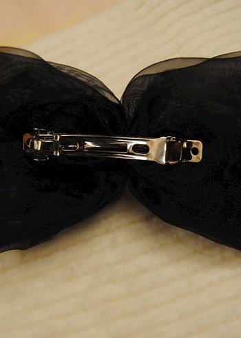 İnci Detaylı Siyah Gotik Fiyonk - Görsel 4