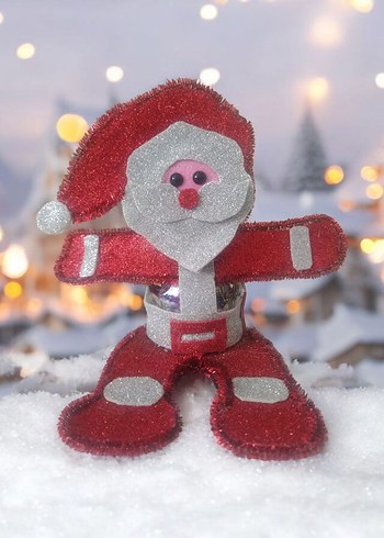 İçi dolu şeker Kırmızı Simli Noel Baba Figürü