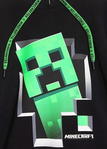 Minecraft Creeper  Baskılı Siyah Erkek Çocuk Kalın  Sweatshirt - Görsel 2