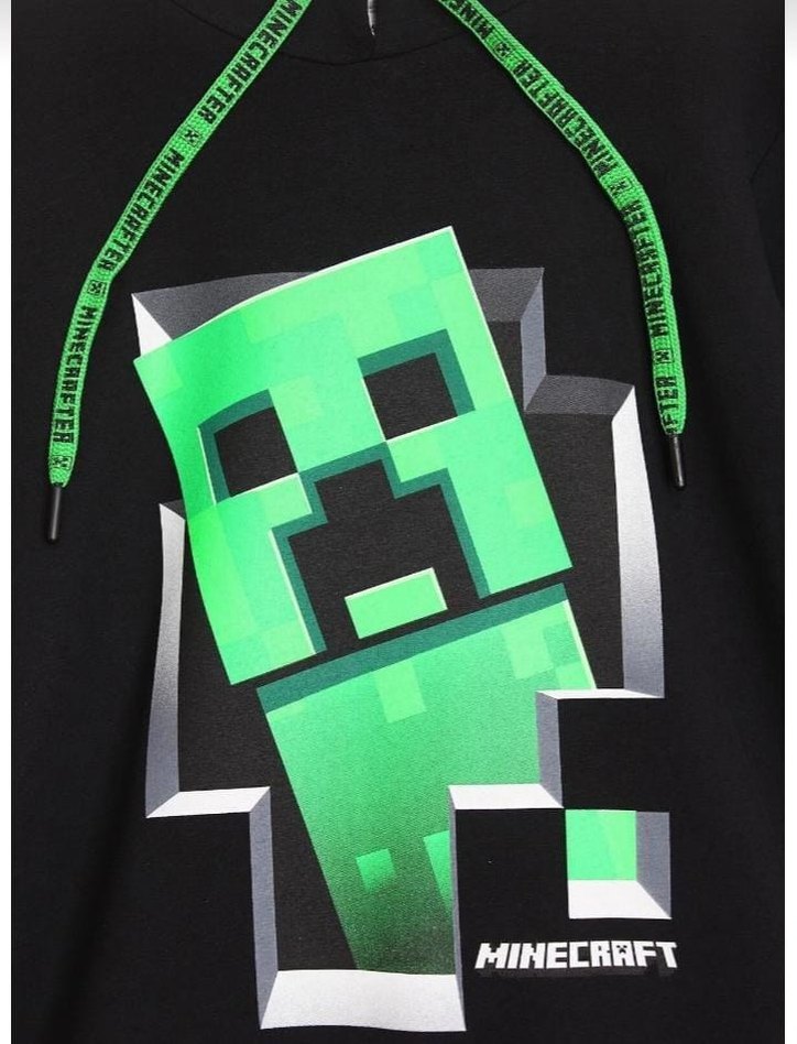 Minecraft Creeper  Baskılı Siyah Erkek Çocuk Kalın  Sweatshirt - Görsel 2
