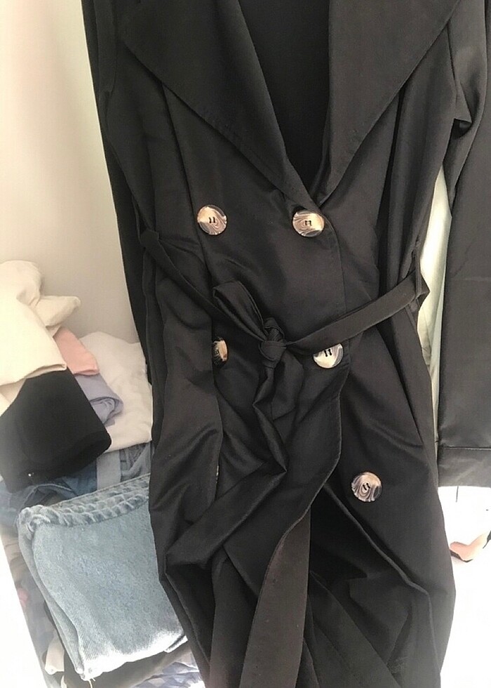 Siyah trençkot - Görsel 2