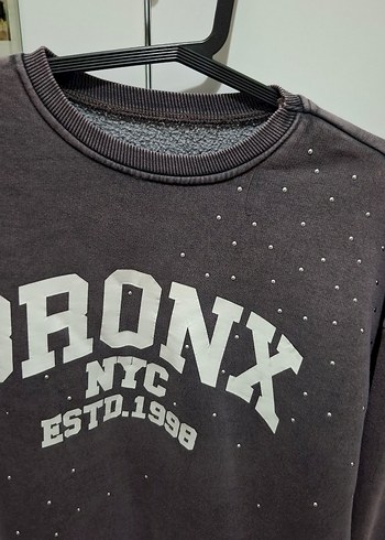 m Beden Bronx Baskılı Kahverengi Sweatshirt