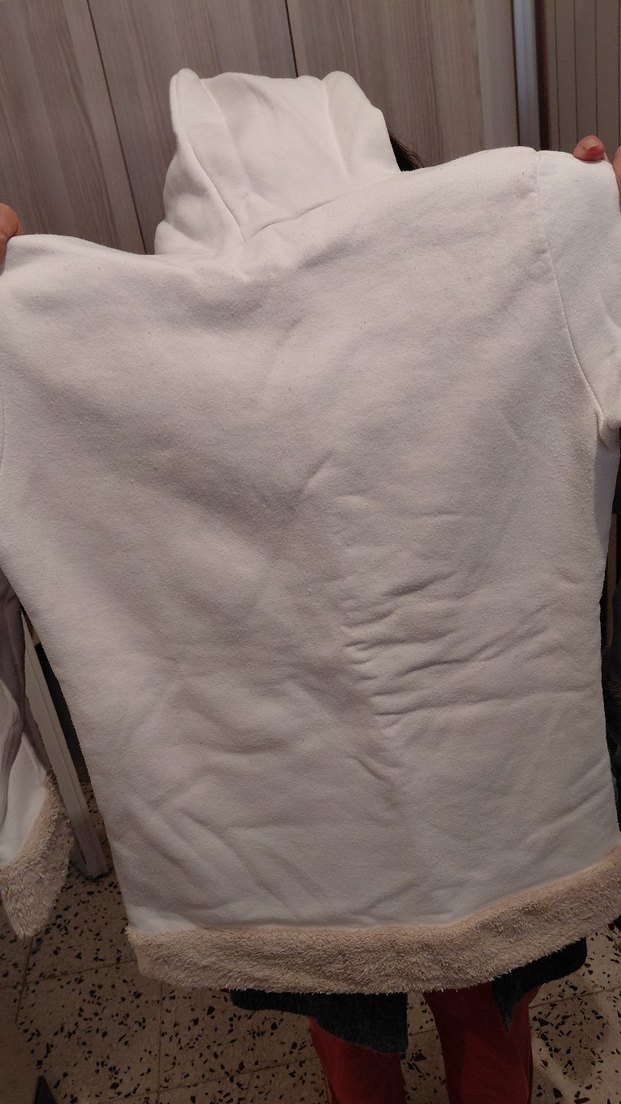 Kürk Detaylı Baskılı Sokak Stili Beyaz Kedi Kıyafeti - Görsel 3