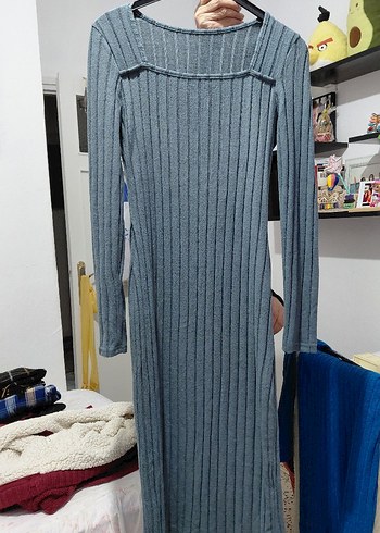 Kadın Uzun Triko Elbise - Çok Renkli - Görsel 5