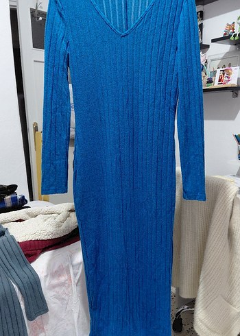 Kadın Uzun Triko Elbise - Çok Renkli - Görsel 7